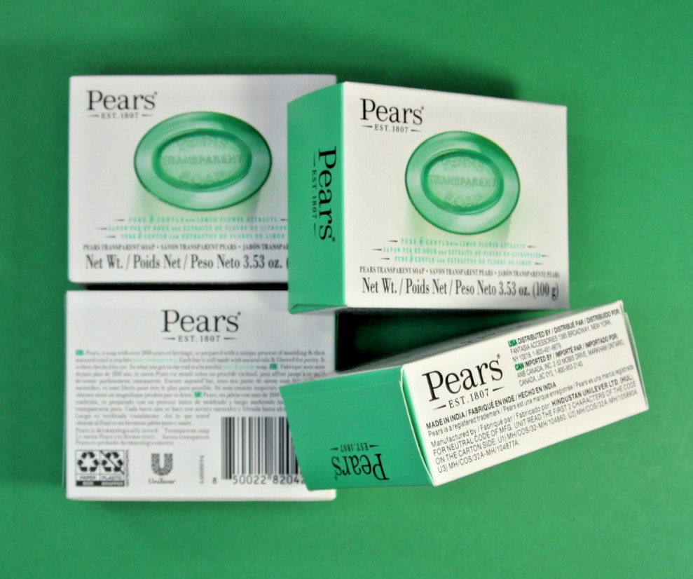 Pears Transparent Soap 4 Pack Pure & Gentle Lemon Flower Extracts 3.53 oz New