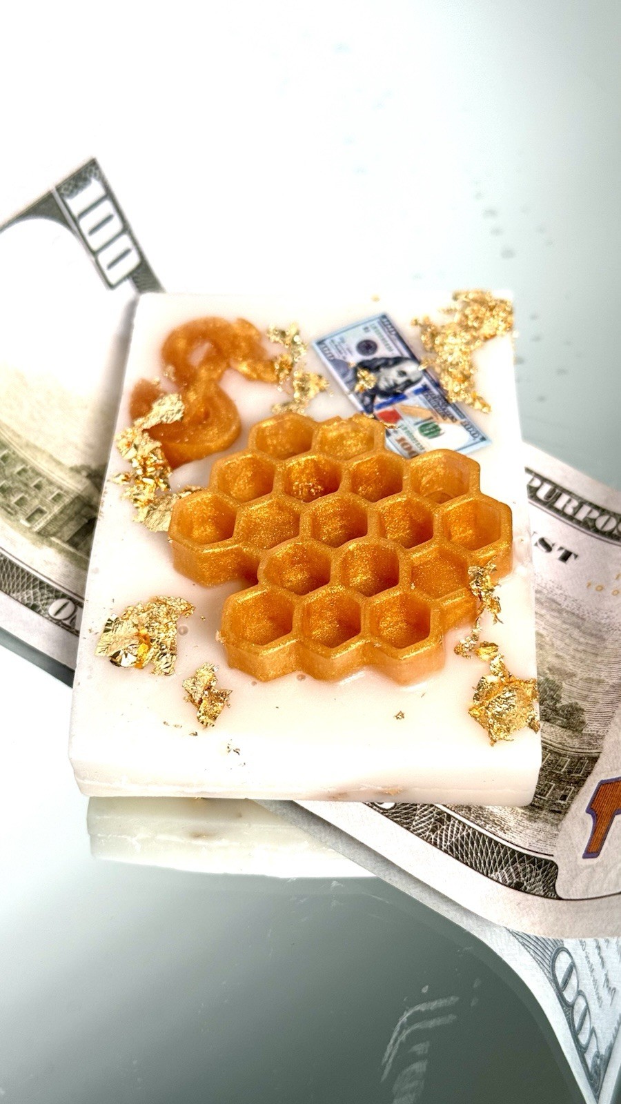 1 Glycerin Soap Bar with little Money Inside Orange & Honey / LIKE PHOTO