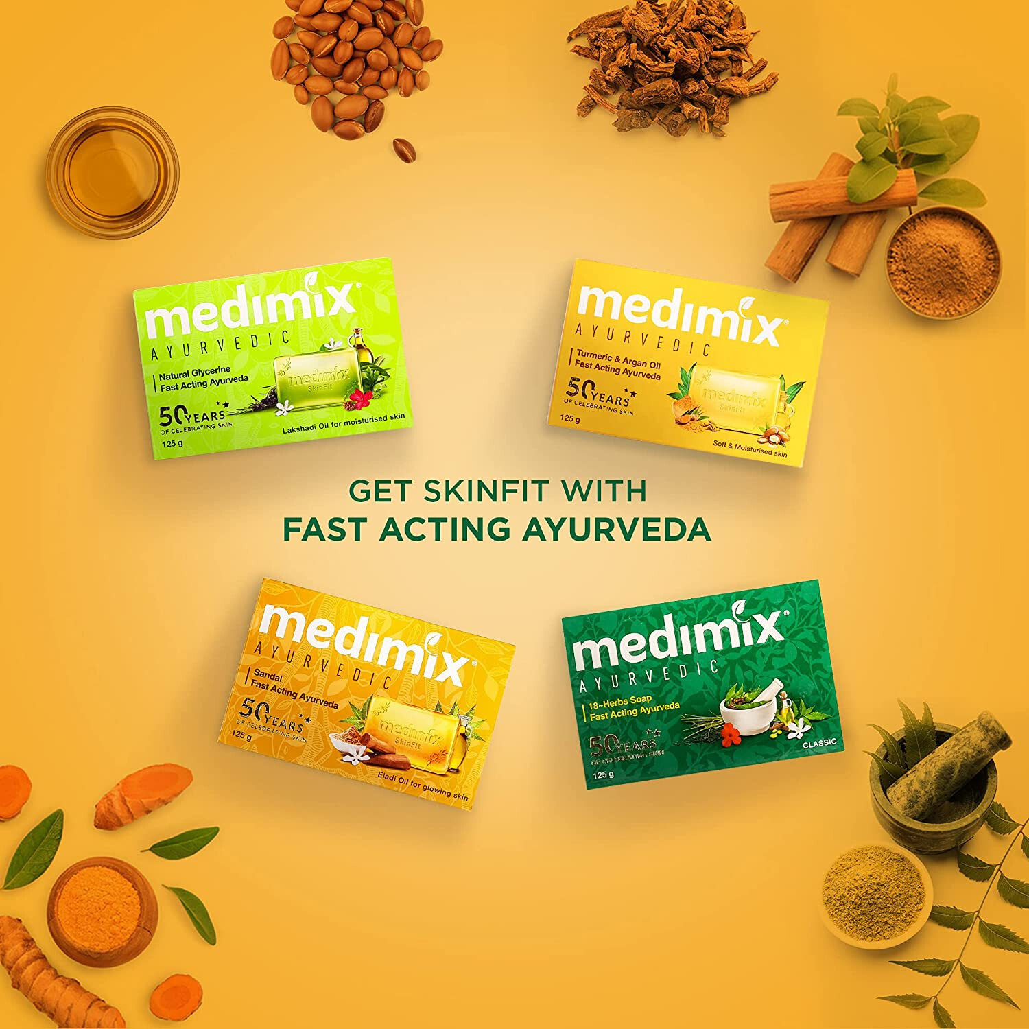 5 X Medimix Ayurvedic Sandal Bathing Soap Bar with Eladi Oil – 125g -Free Ship
