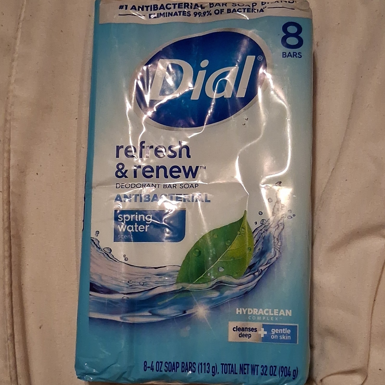 Dial Refresh & Renew Antibacterial Deodorant Soap Spring Water 8 Bars 4 oz