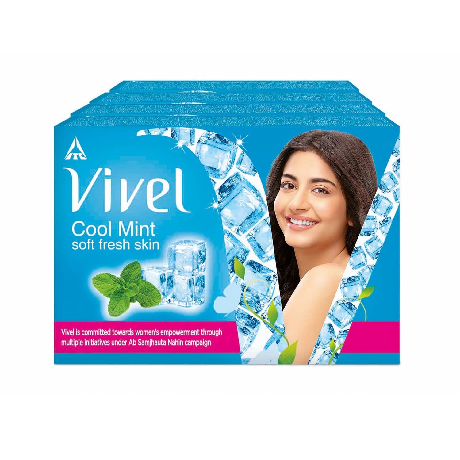 Vivel Cool Mint Soap 600g Pack of 4 Women Soft Fresh Glowing Moisturised Skin/