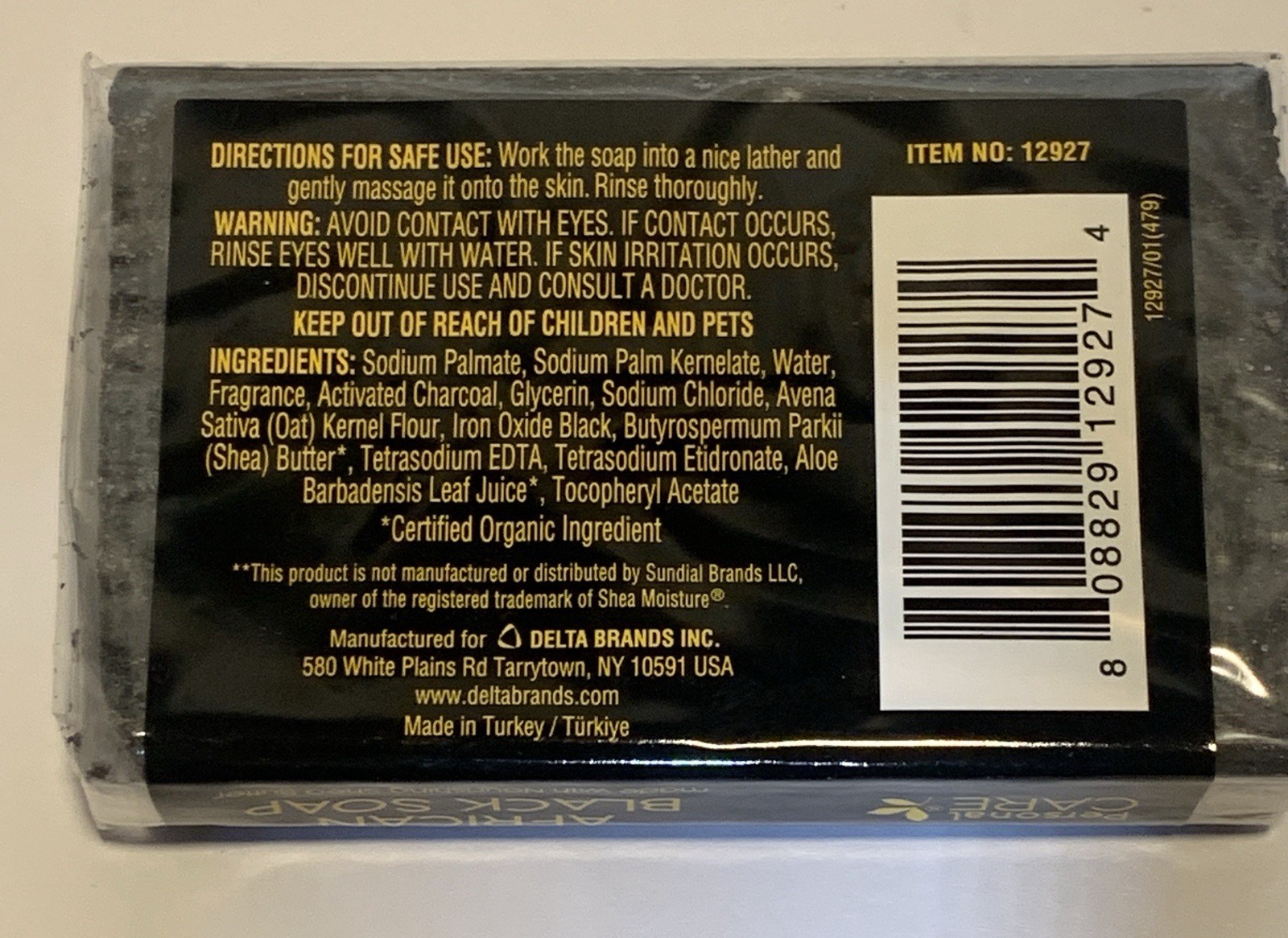 Personal Care African Black Soap with Shea Butter, Pack of 5, 4oz (113g)