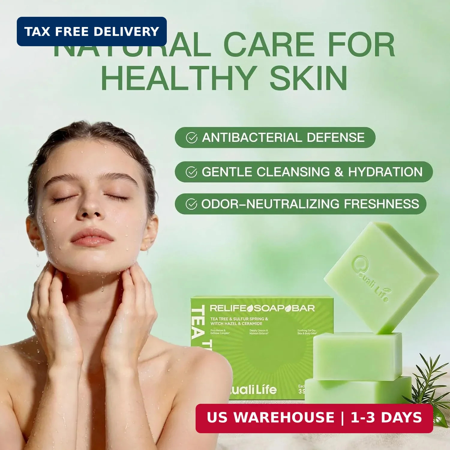 Tea Tree Soap For Oil & Itchy Skin, Pack of 3 | Soap Bar for Face & Body, Antifu