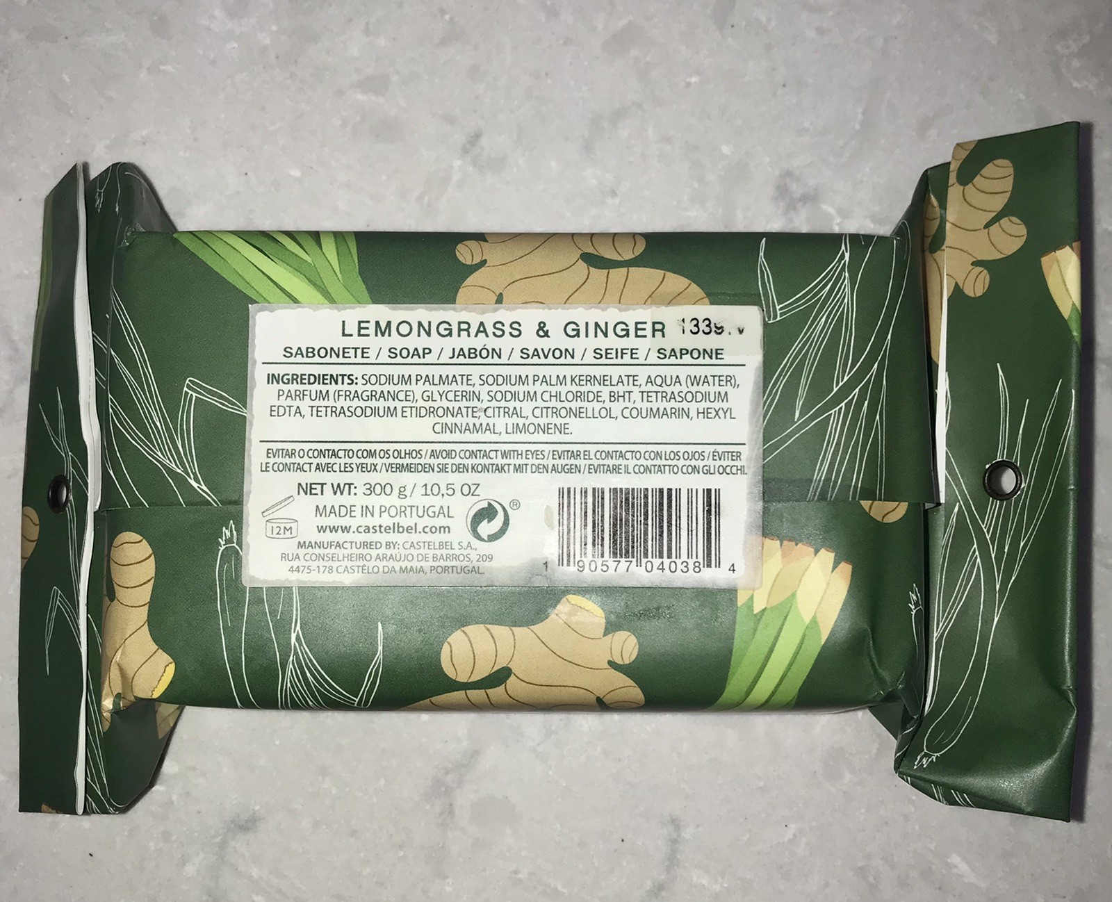Castelbel Luxury Bath Bar Soap Lemongrass & Ginger Scented 10.5oz Porto Edition