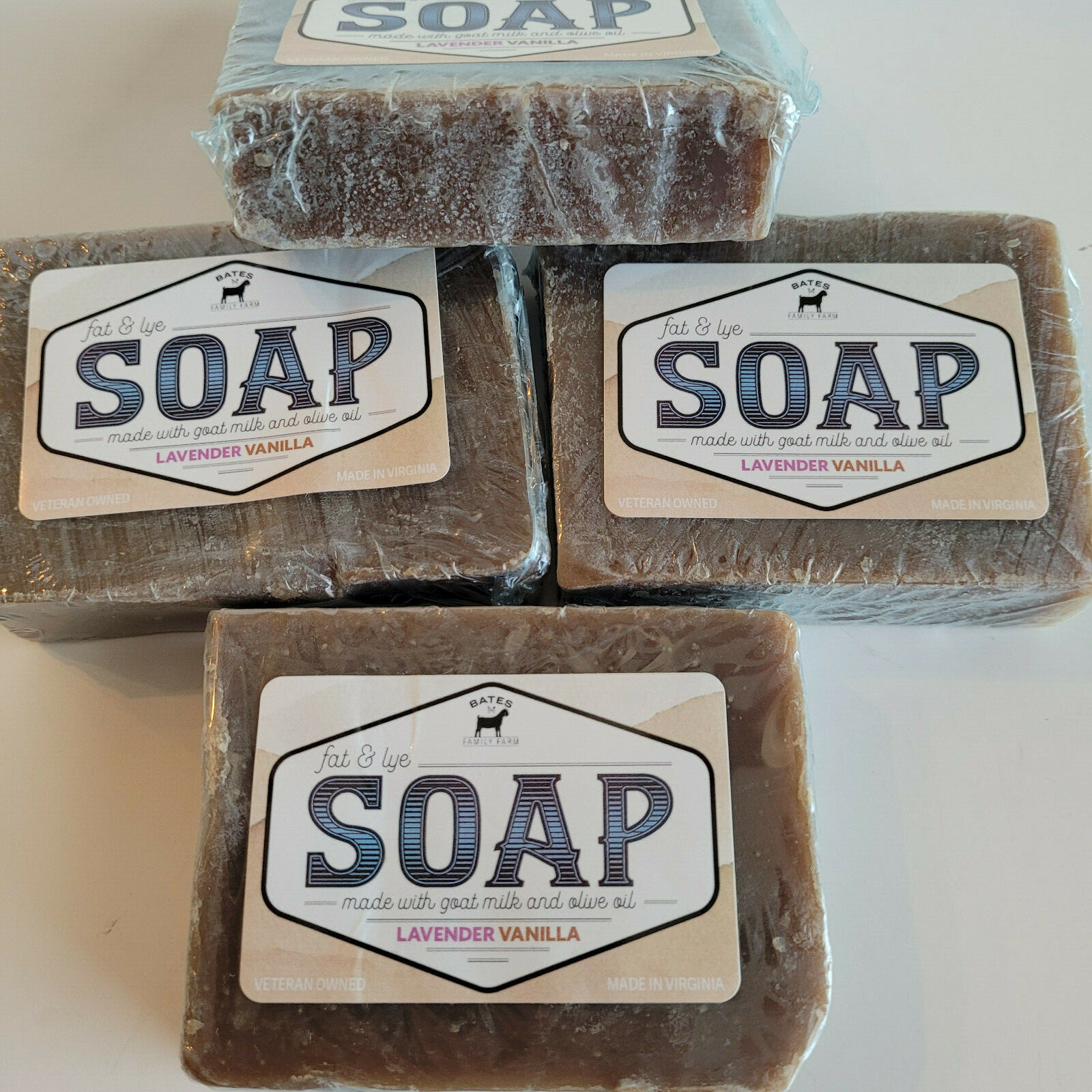 Bates Family Farm Lavender Vanilla Fat and Lye Soap Goat Milk Olive Oil Natural