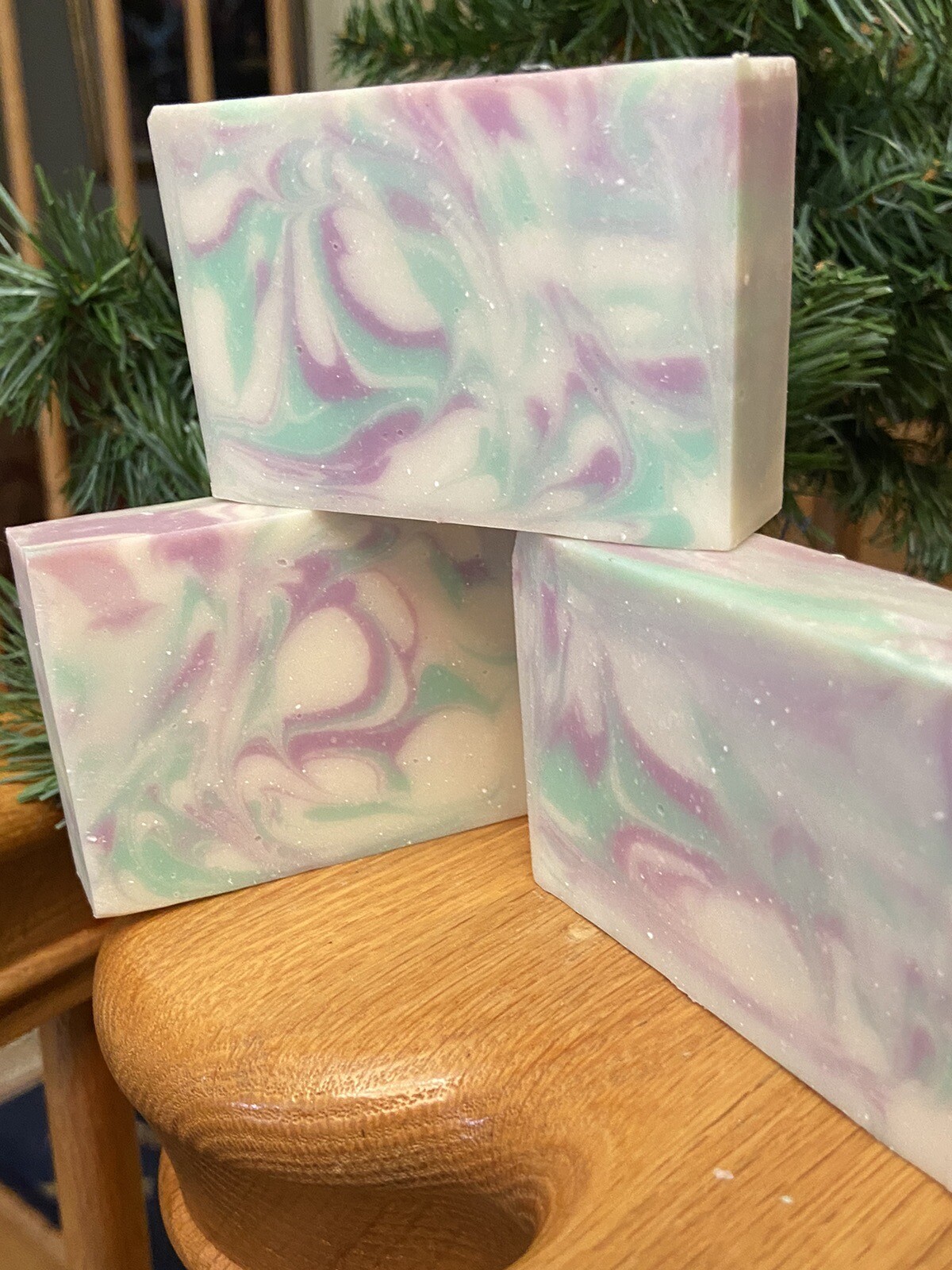 Handcrafted Swirl Soap Bar Purple, Green, White
