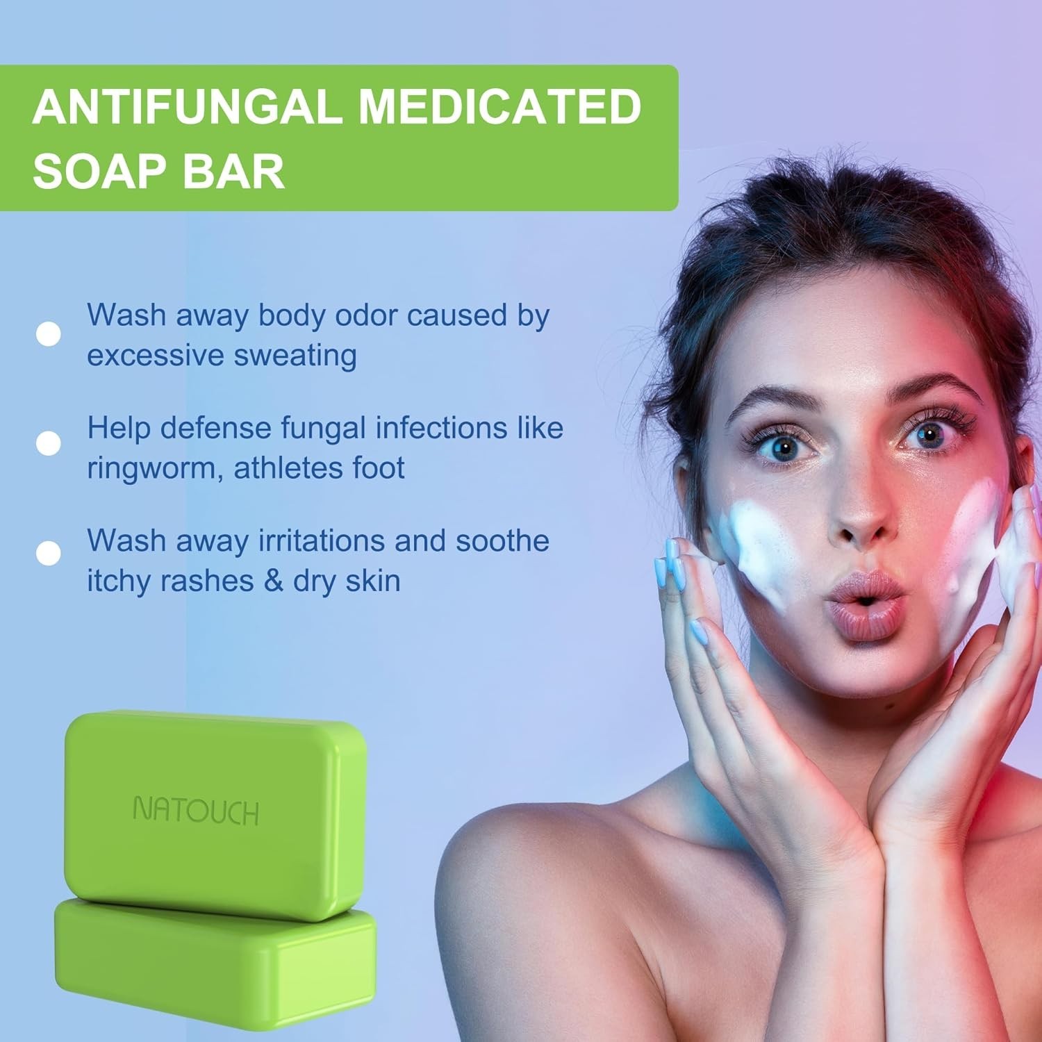 Antifungal Medicated Soap Bar, Athletes Foot Jock Itch Ringworm Yeast Infection
