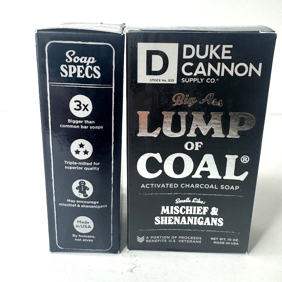 Lot of 2 Duke Cannon Big Ass Lump Of Coal Charcoal Soap – 10oz Each