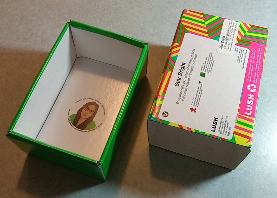 LUSH Cosmetics Star Bright EMPTY Box Laughing Santa Jelly Christmas Lights Soap