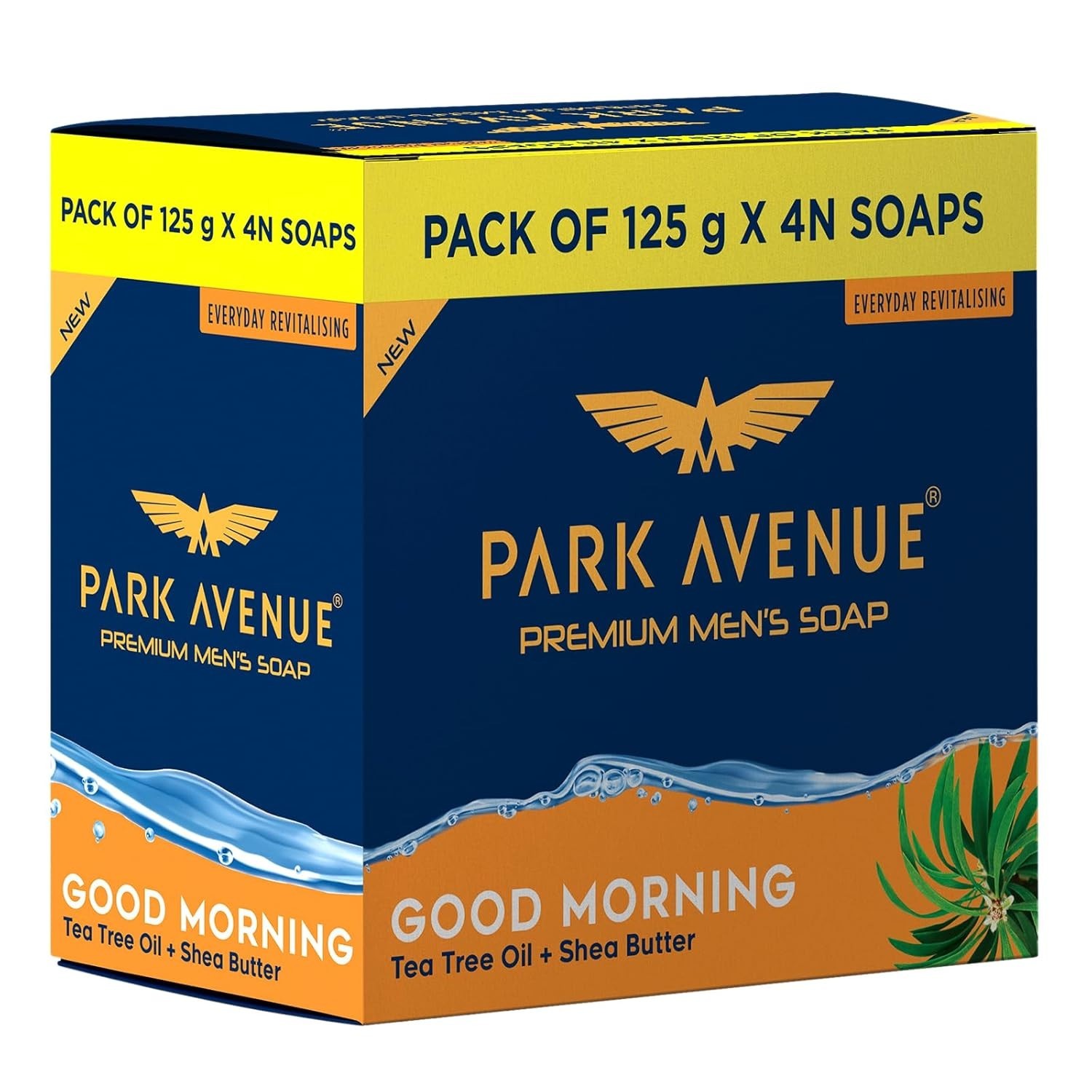 Park Avenue Good Morning Men’s Bath Soap 125g x 4 Pack Tea Tree Oil Shea Butter