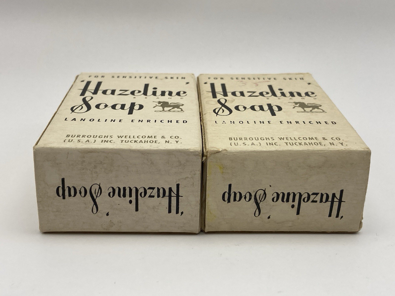 LOT of 2 – Vintage/Antique Hazeline Lanoline Soap Burroughs Wellcome & Co. NOS