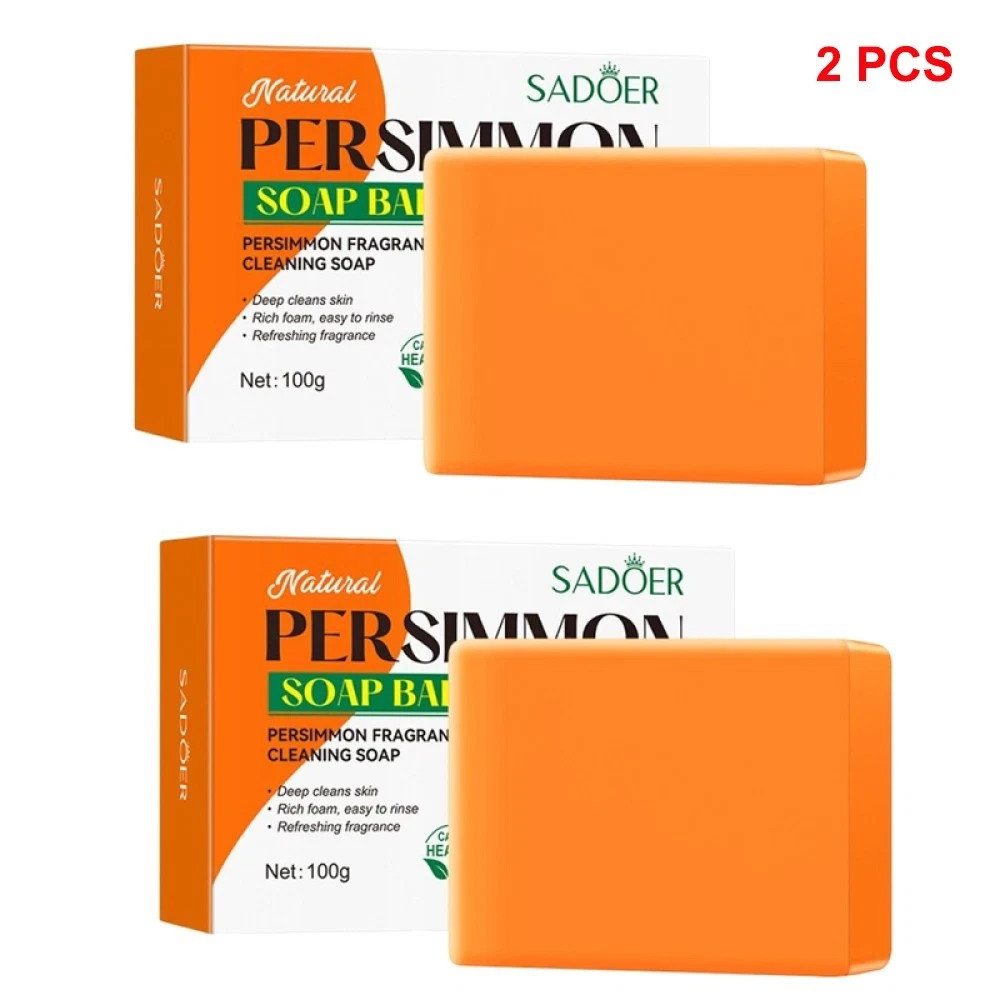 3PCS Persimmon Soap Bar for Old People Smell, Natural Body Odor Control Bar Soap