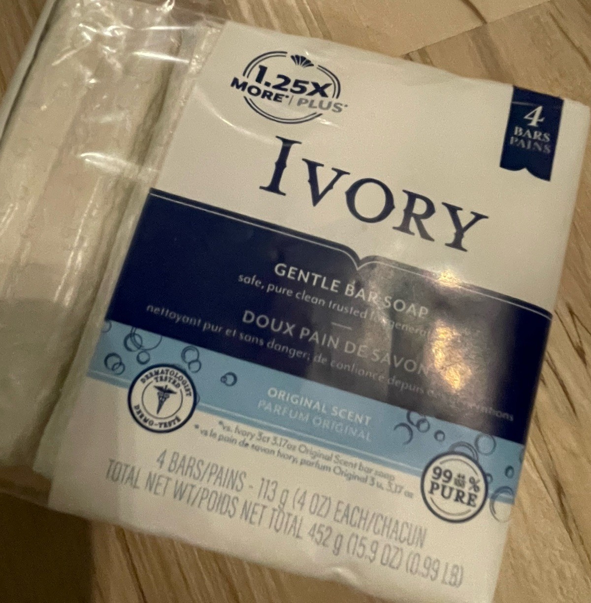 Classic Original Ivory White Bar Soap 4oz X 4 Bars 99.44% Pure Clean Simple