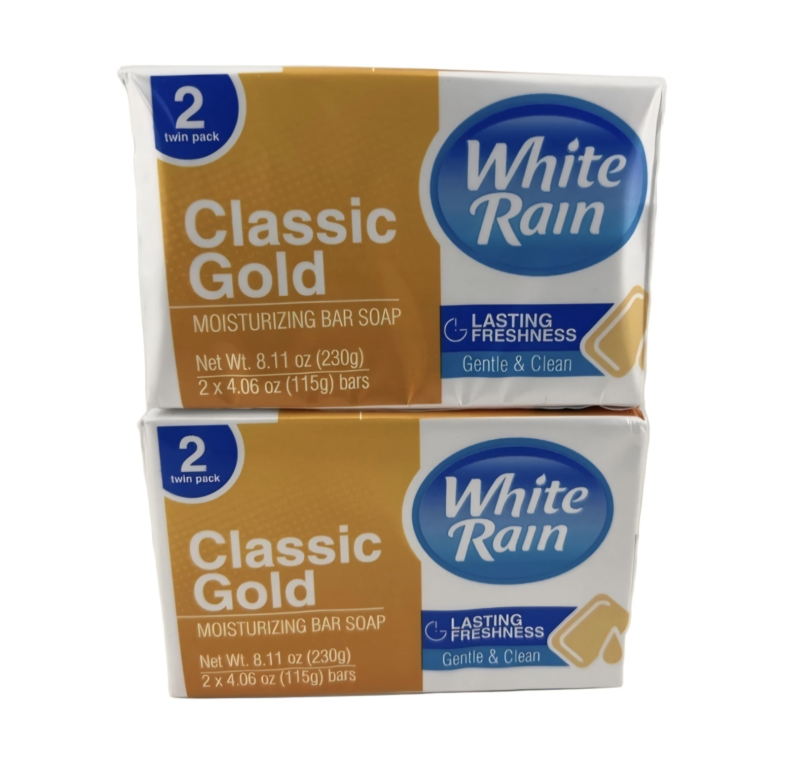 🧡 WHITE RAIN (4-BARS) 4.06 Oz 🧡🫧 ●CLASSIC GOLD● 🧡🫧 ≈MOISTURIZING≈ Soap 🫧 .