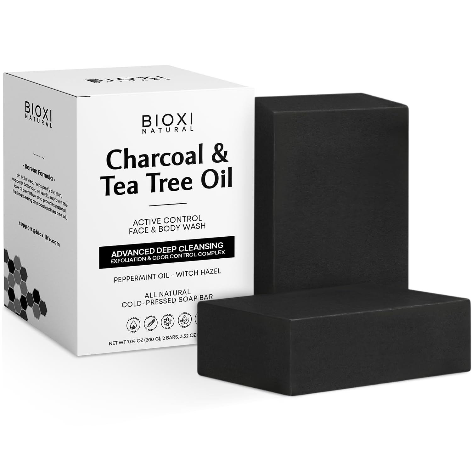 Charcoal & Tea Tree Oil Soap Bar – Advanced Deep Cleansing Face & Body Wash f…