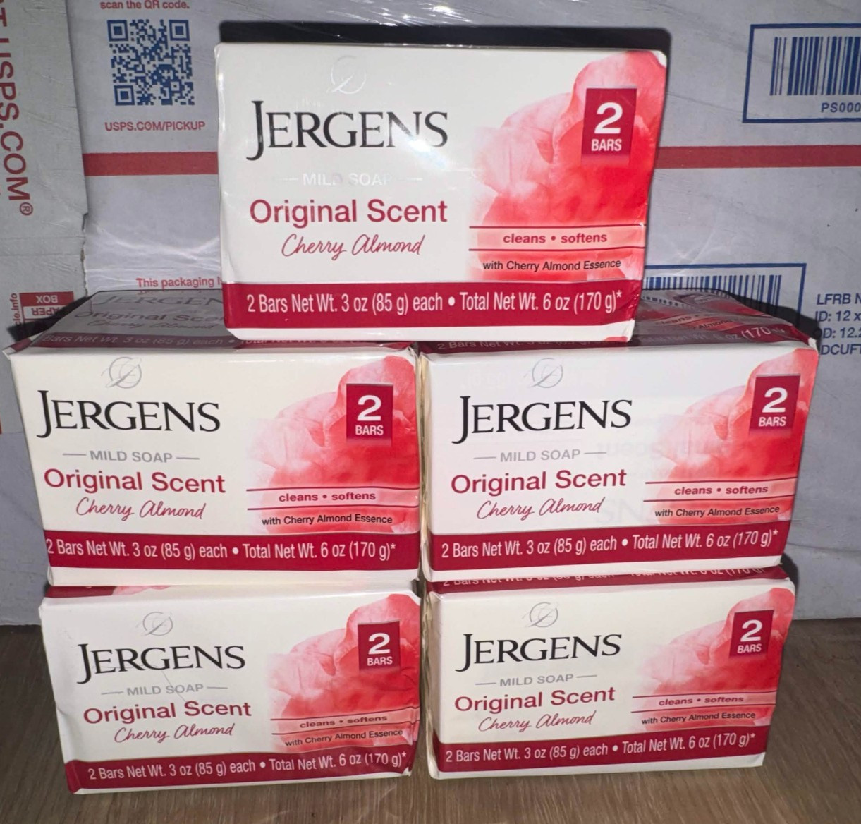 Jergens Cherry Almond Mild Soap Original Scent 10 Bars Total 3oz 5 Pack LOT