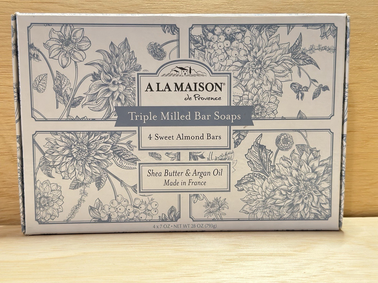 A La Maison Triple Milled Soap Shea Butter Argan Oil 4 Sweet Almond Bars France