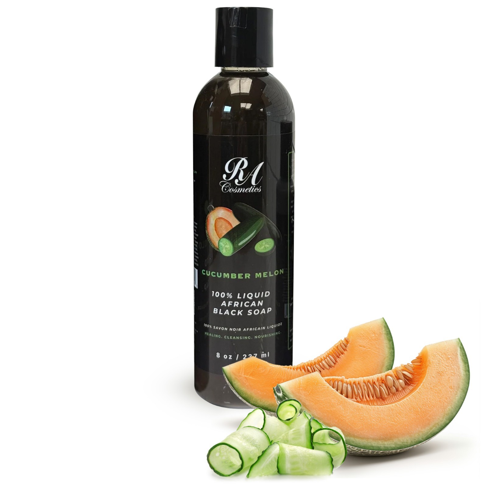 RA Cosmetics African Liquid Black Soap 8oz – Body & Face Wash – For Oily & Acne