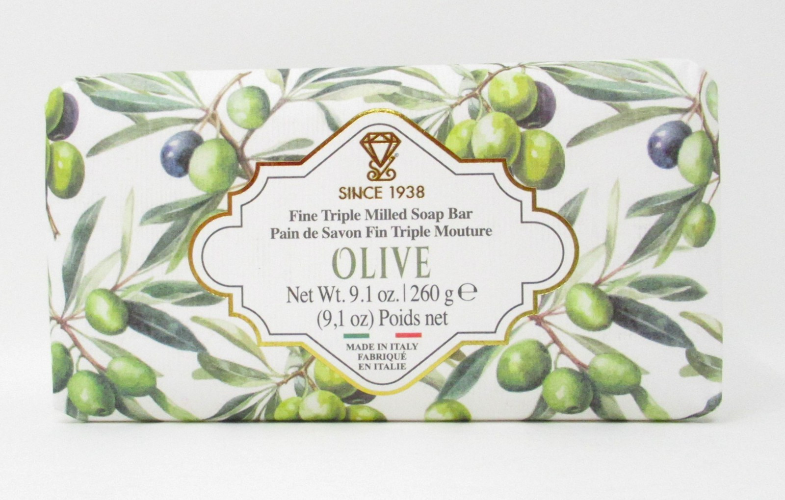 Diamante Italian Luxury Bath Bar Soap Olive scented 9.1oz fine triple milled