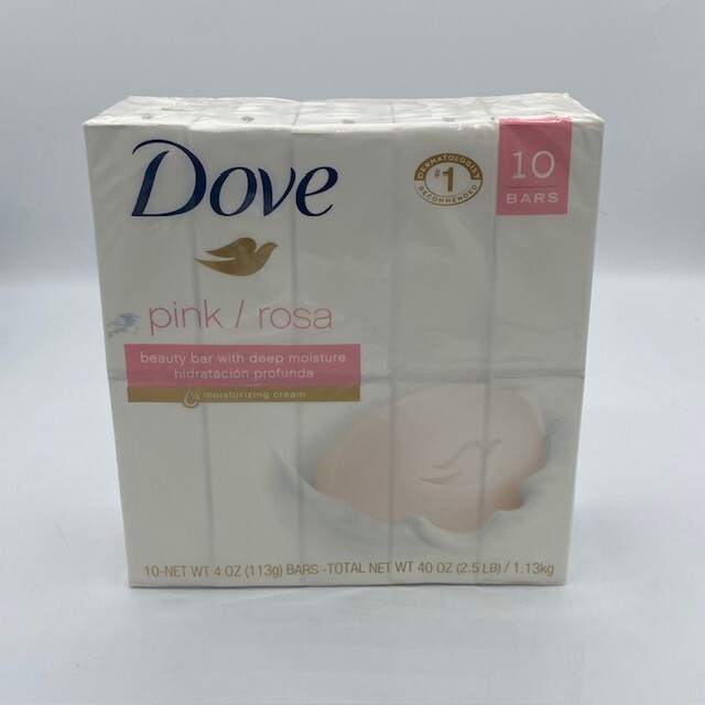 Lot of Dove Pink Rosa Beauty Bar 4 oz Moisturizing cream 10 bars soap total