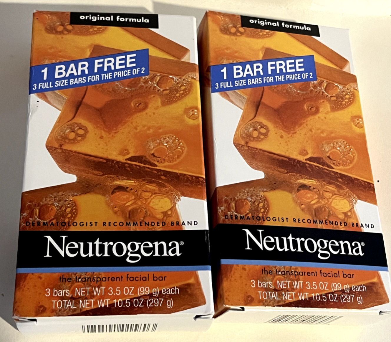 Neutrogena Transparent Facial Bar Soap – 2pk of 3 bars -Original Formula New