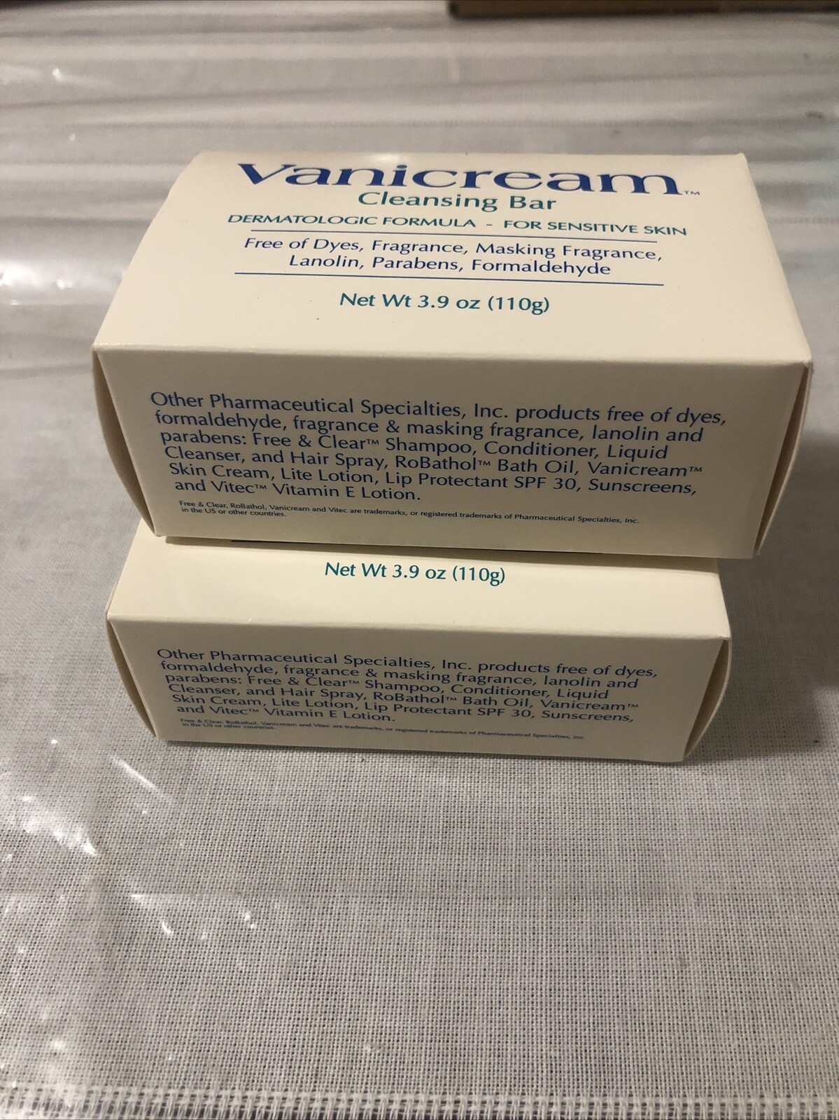 Vanicream Cleansing Bar For Sensitive Skin, Unscented 3.9 Ounce Lot of 2