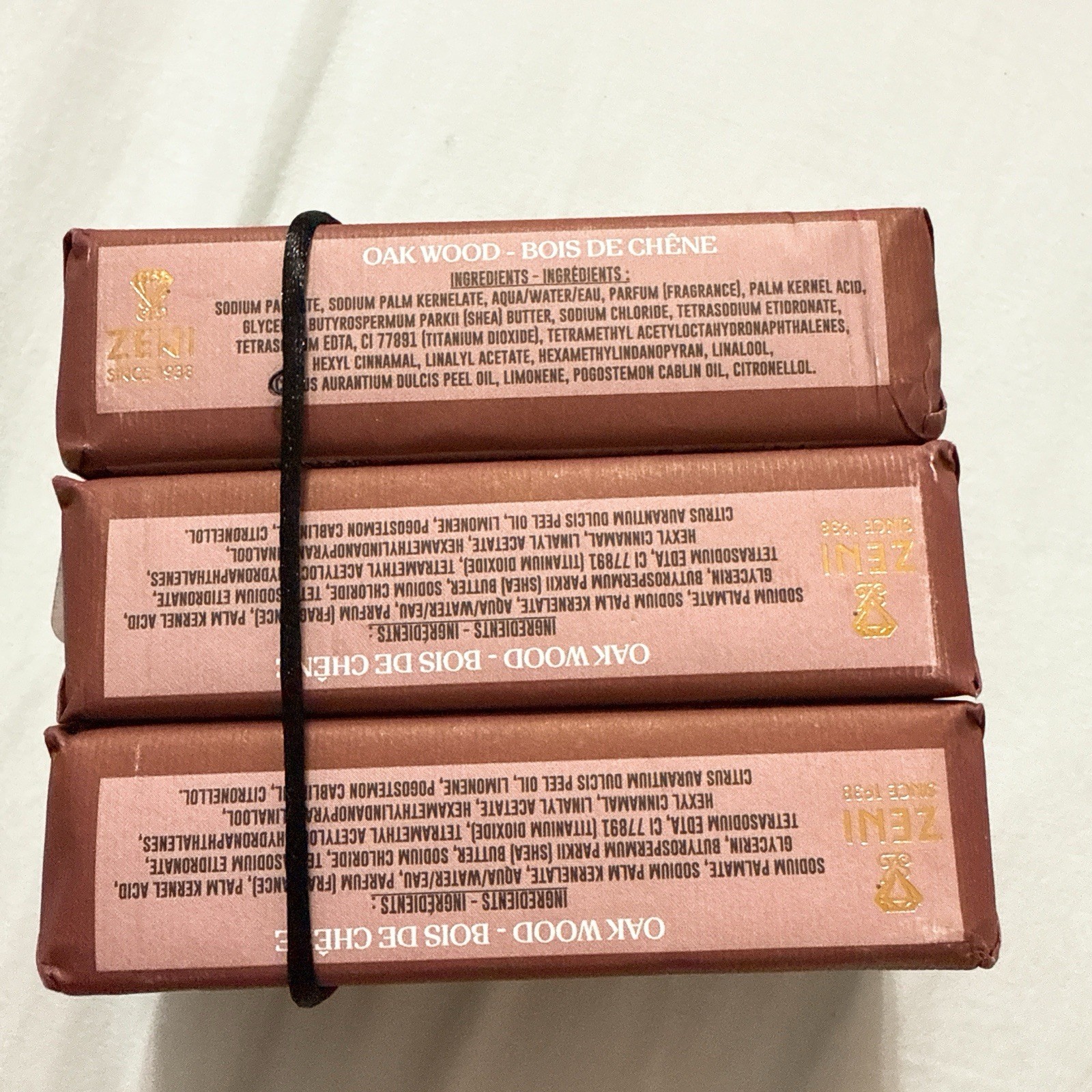 ZENI FINE TRIPLE MILLED SOAP BAR (3 BARS )5.3OZ EACH MADE IN ITALY- Oak Wood