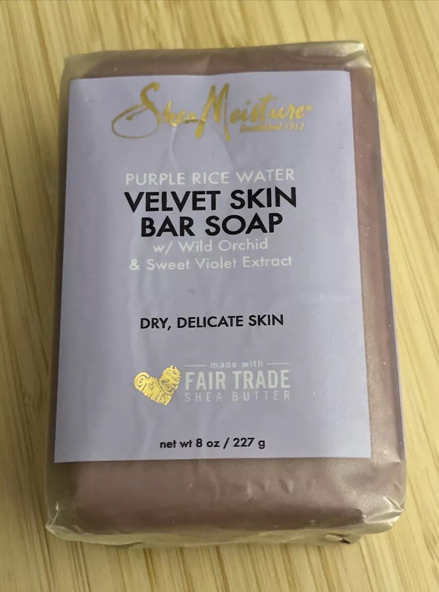 6)MOISTURE PURPLE RICE WATER VELVET SKIN BAR SOAP W ORCHID VIOLET DRY SKIN NIP