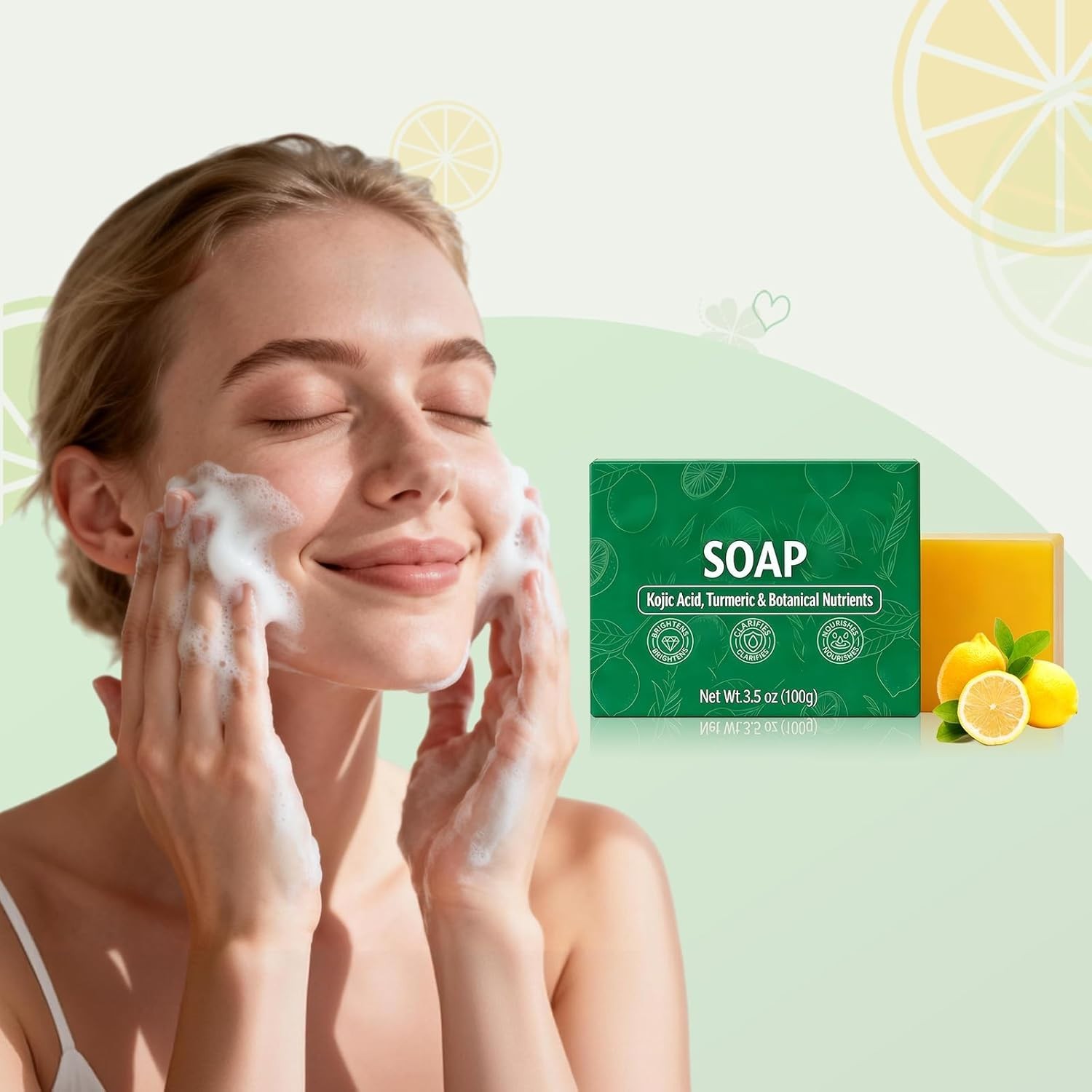 2Pcs Stemsoul Soap,Superfood Stemsoul Soaps,StemSoul Turmeric Lemon Soap Bar,Tur
