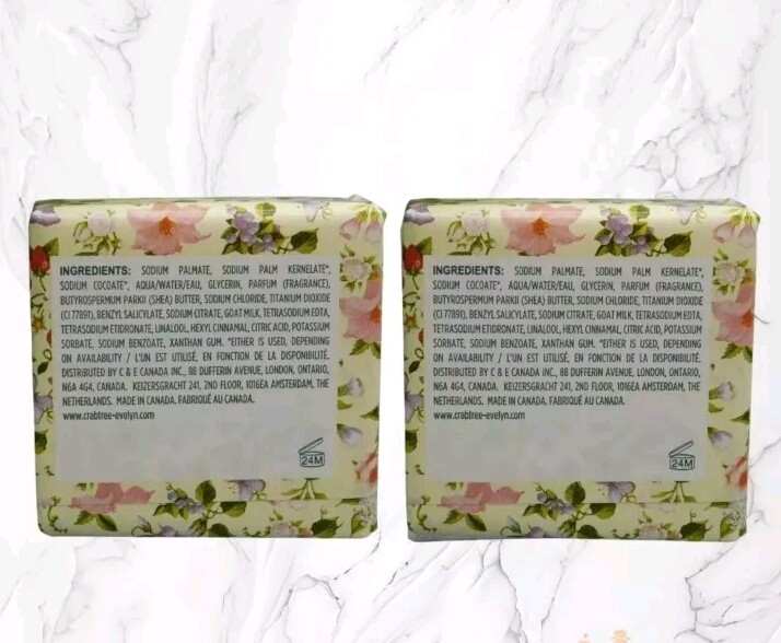 Crabtree & Evelyn Summer Hill Soap 2x 100g Triple Milled Bar soap NEW