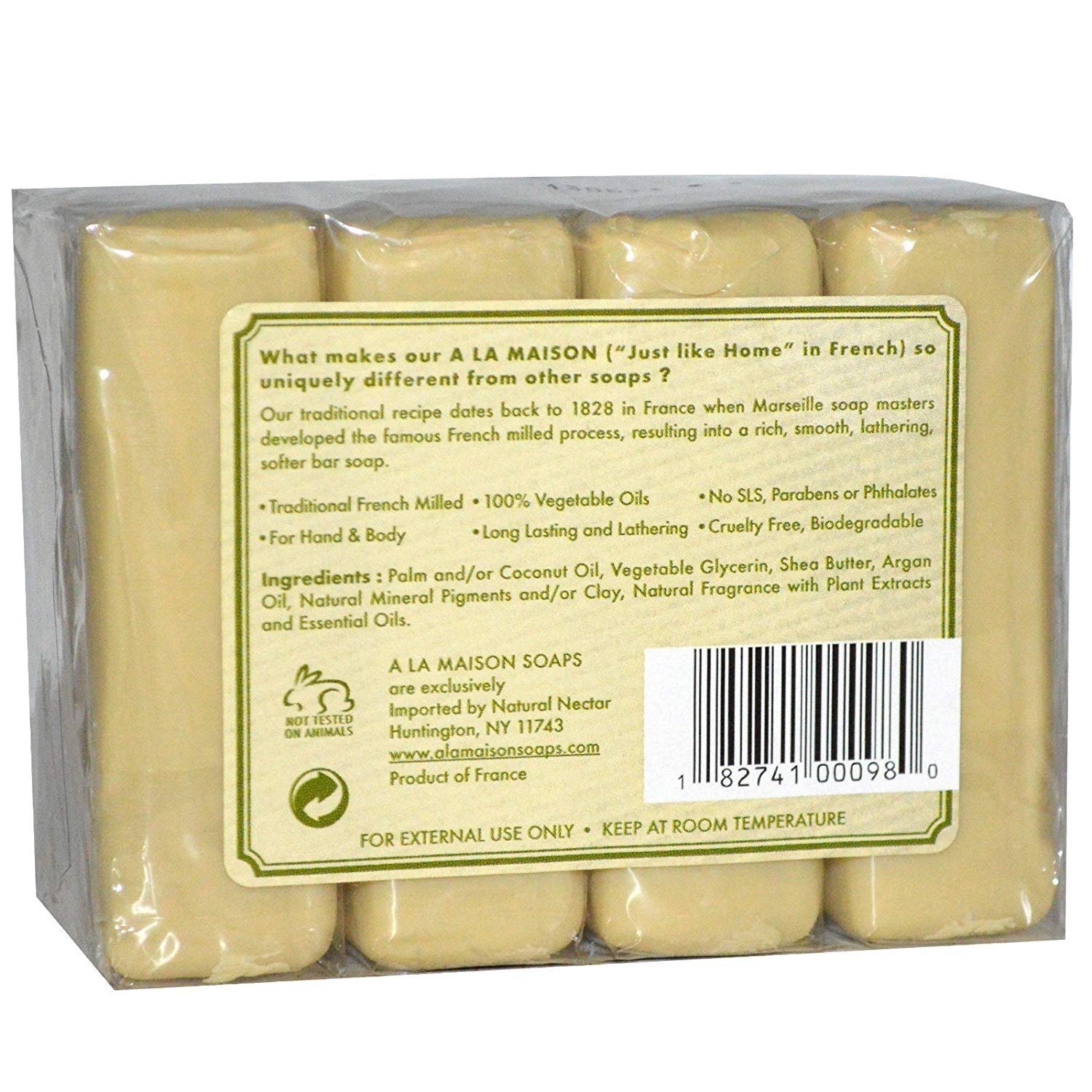 A La Maison Rosemary Mint Bar Soap with Shea Butter & Argan Oil 14 Ounce 4 Count