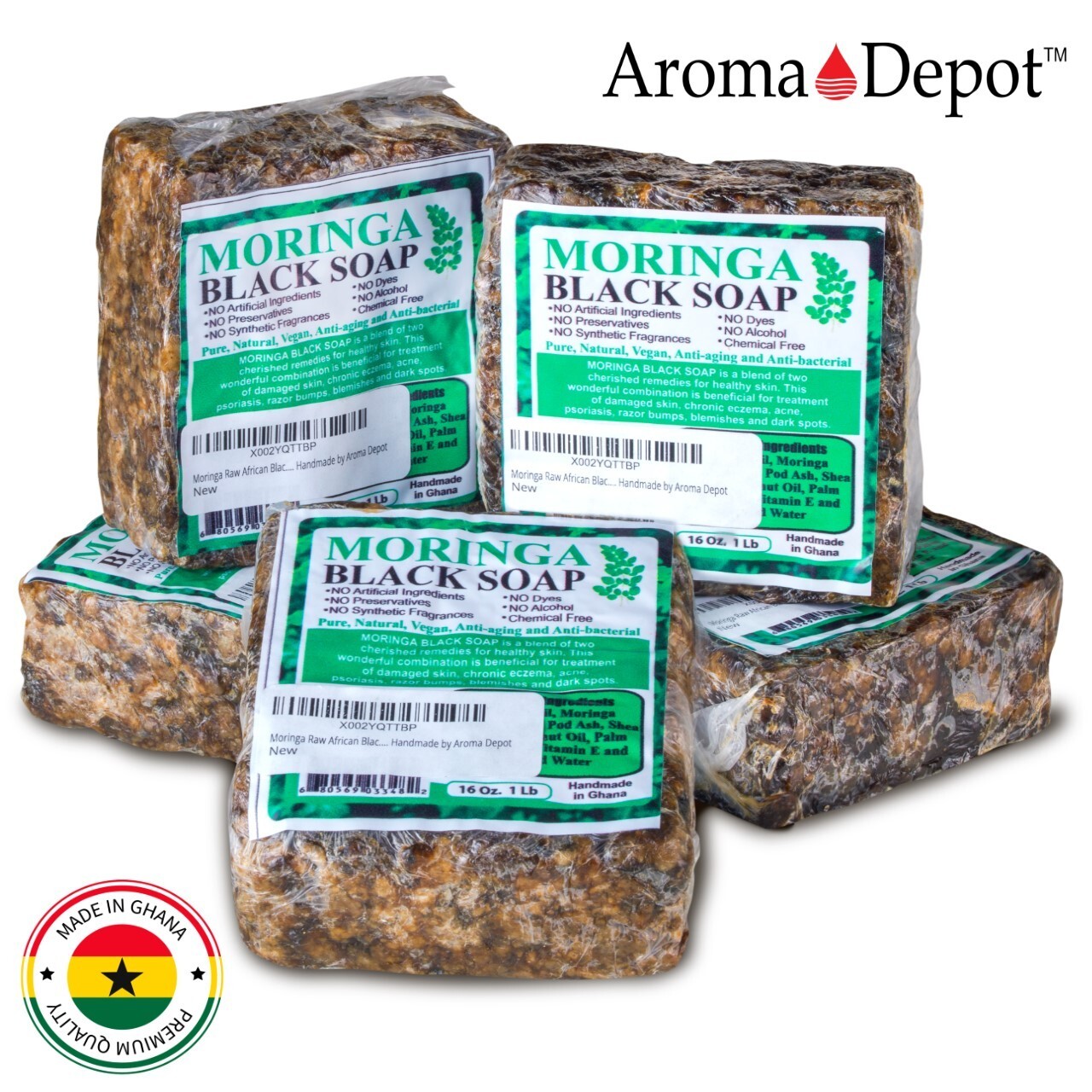 MORINGA Black Soap Herbal Vegan Organic Unrefined 100% Natural Anti Acne/Fungus