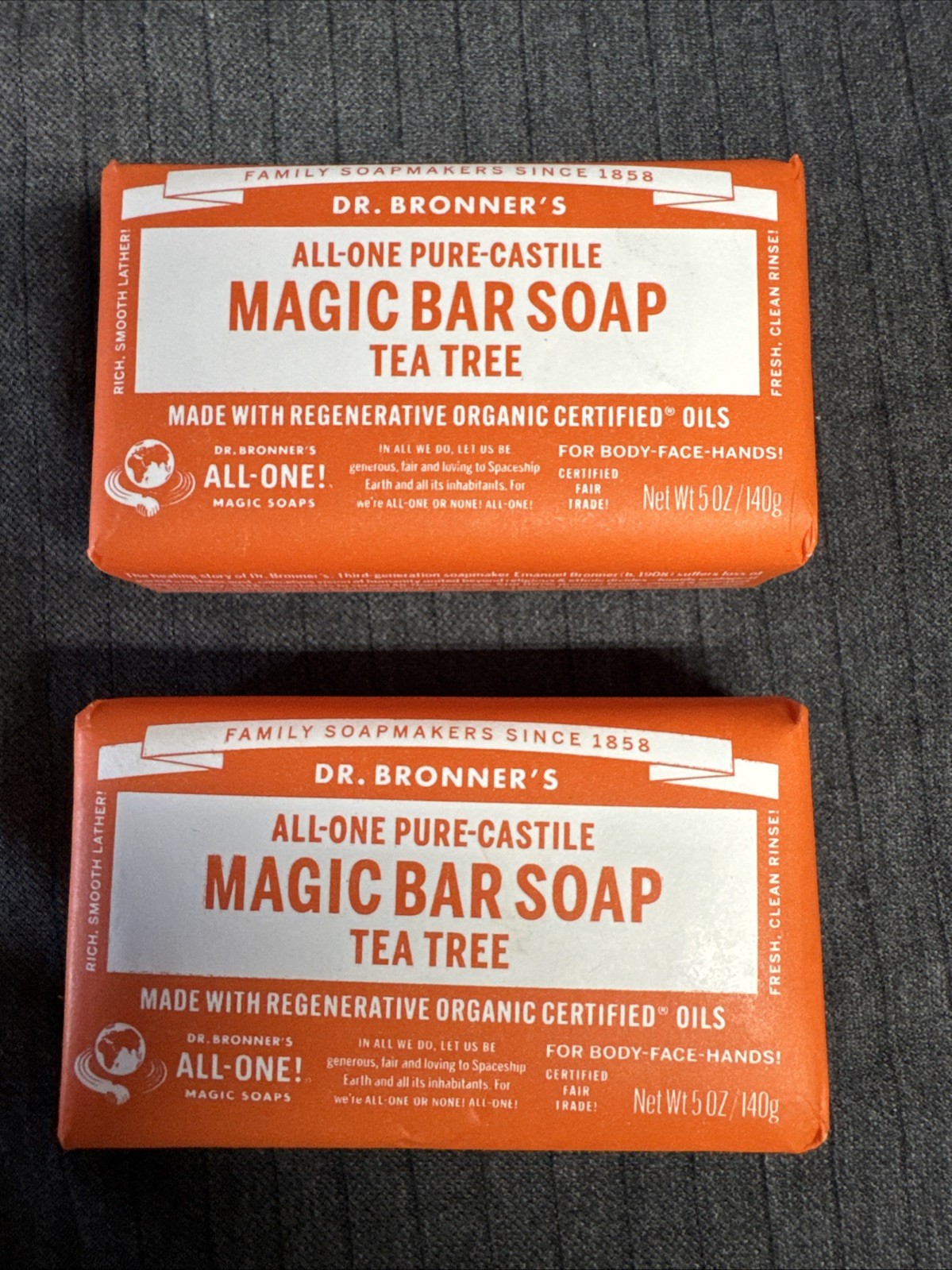 Dr Bronner’s All One Hemp Tea Tree Pure-Castile Bar Soap. 5 Oz ~ 2 Bars
