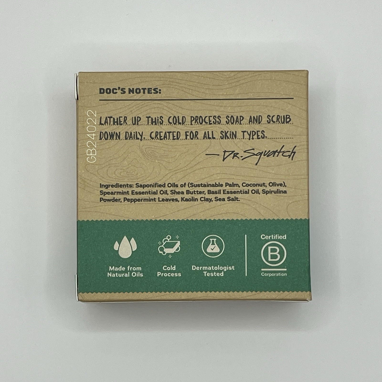 Dr. Squatch Spearmint Basil Natural Soap 5oz Zero Grit BRAND NEW