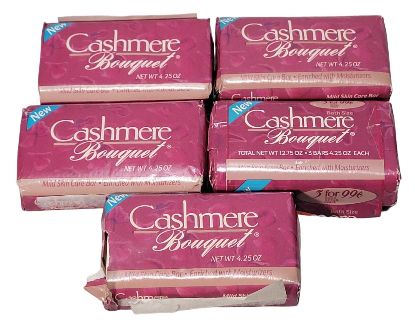 Vtg Cashmere Bouquet Classic Fragrance Beauty Bar Soap 5 Bars Total 4.25 oz each