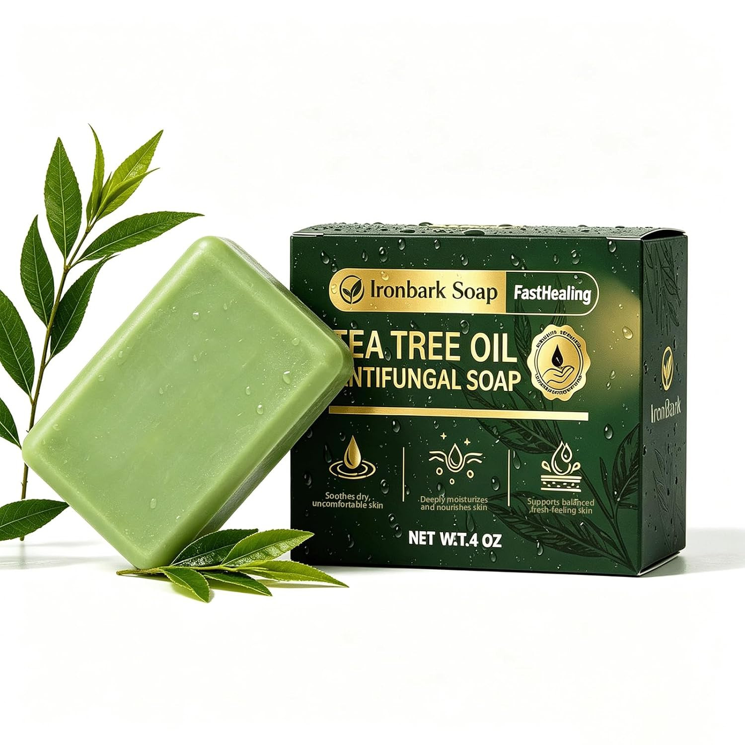 Ironbark Antifungal Soap Bar, with Tea Tree Oil Natural Soaps, Deep Cleansing &