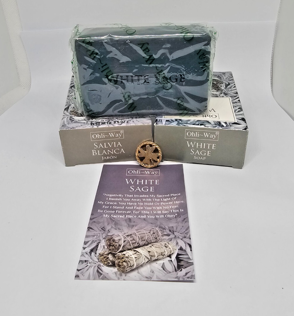 JABON SALVIA BLANCA / WHITE SAGE SOAP ALEJA LAS MALAS ENERGIAS LIMPIA MALA VIBRA