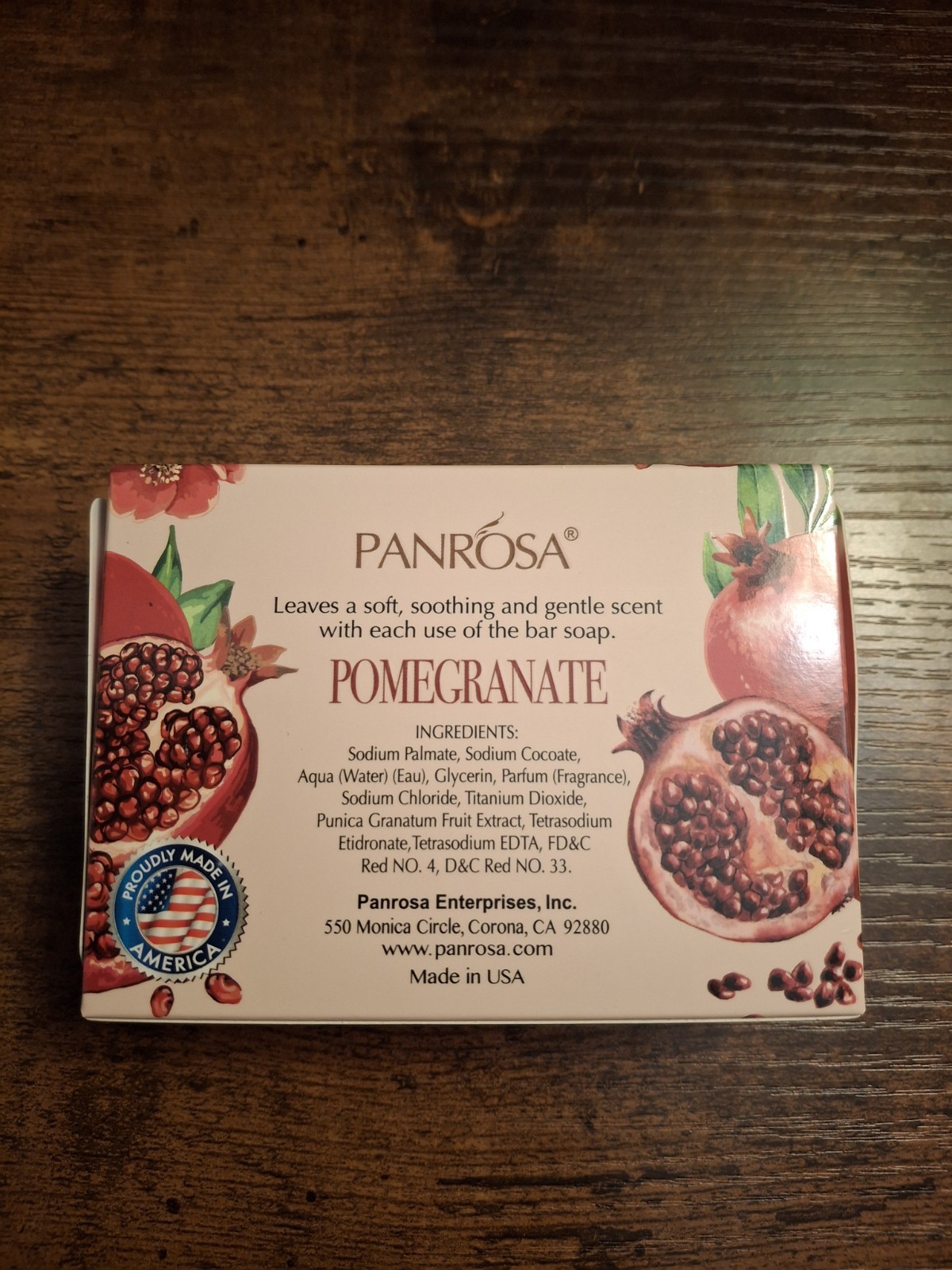 4 Pack – PANROSA Fruit Essence Bar Soap – Pomegranate – 3.5oz – MADE IN USA