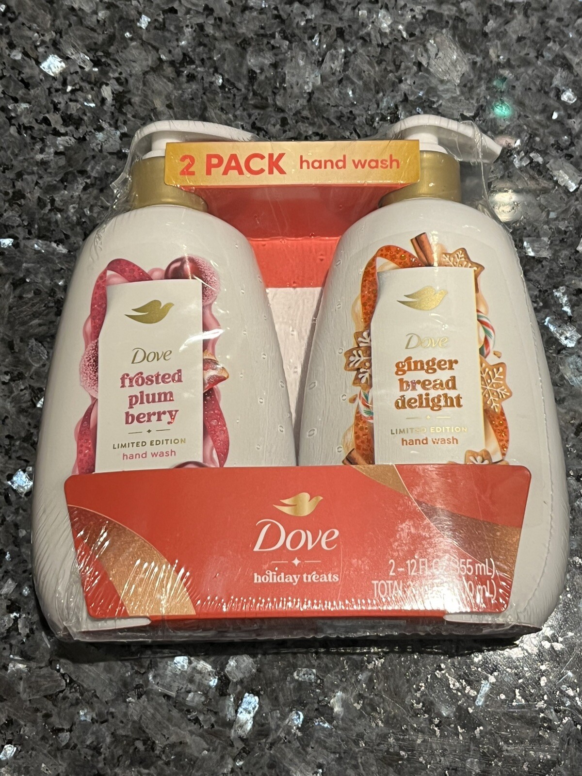 2 Pack DOVE Holiday Treats Hand Soap – Limited Edition Gingerbread & Plum Berry