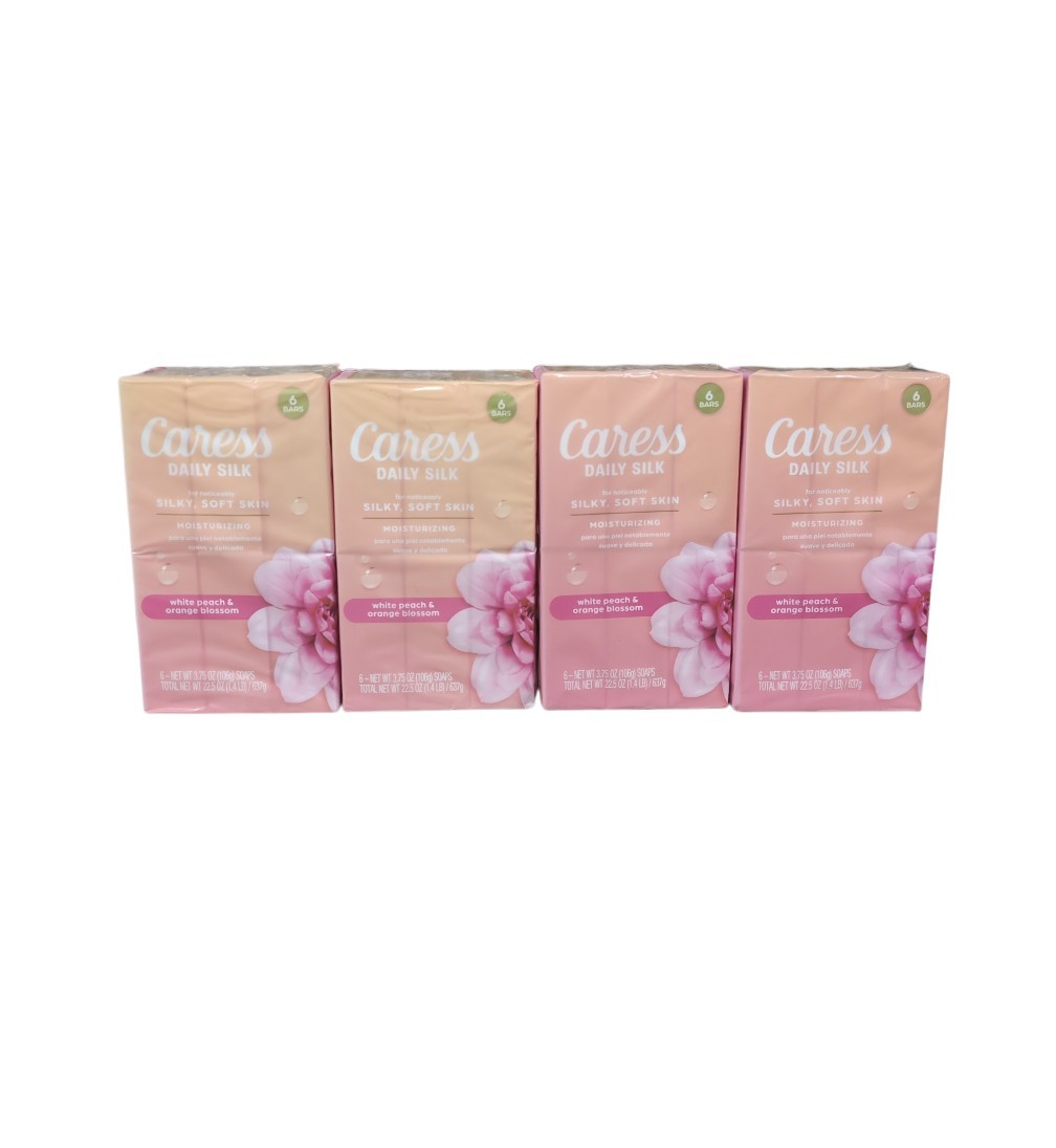 24 Bars CARESS DAILY SILK BAR SOAP WHITE PEACH & ORANGE BLOSSOMS 3.75oz each