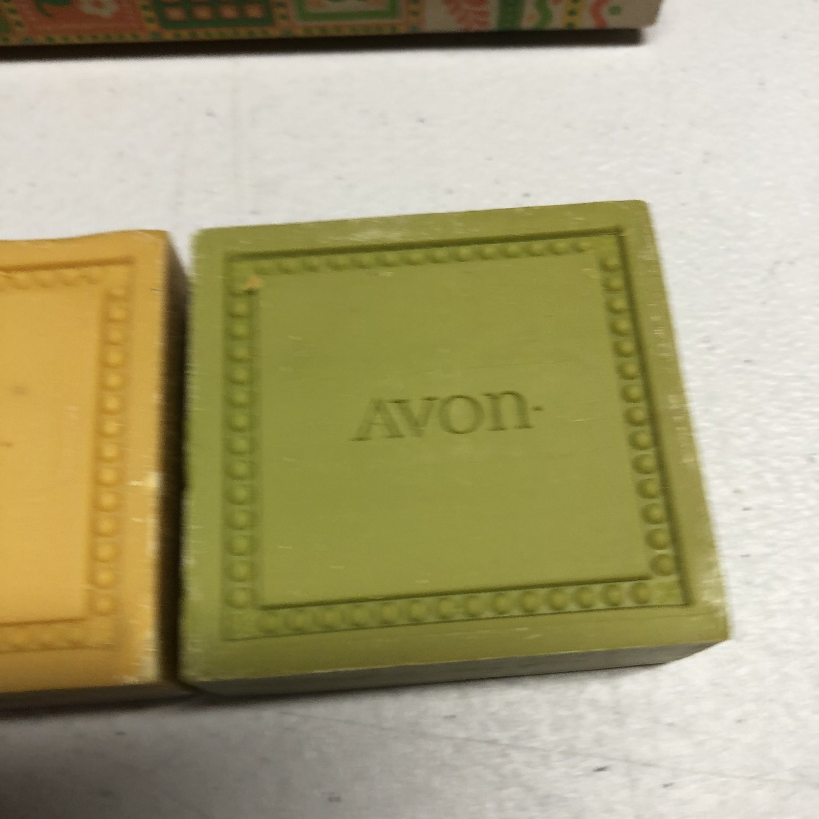 3 Avon PATCHWORK Perfumed Soaps ORANGE YELLOW GREEN Vintage