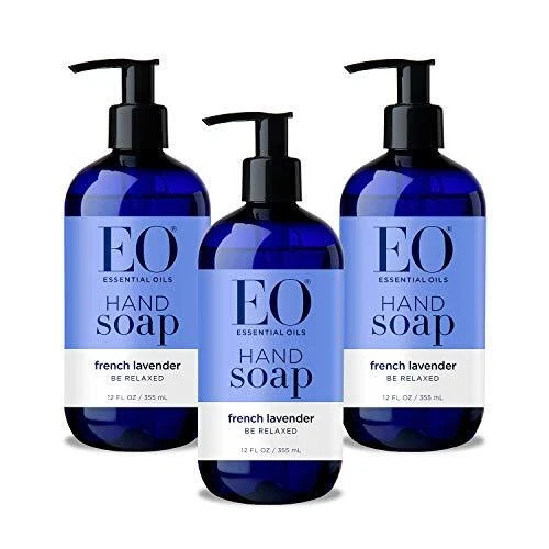 EO Sulfate Free French Lavender Hand Soap 12 oz Ea Pack of 3 Vegan Moisturizing