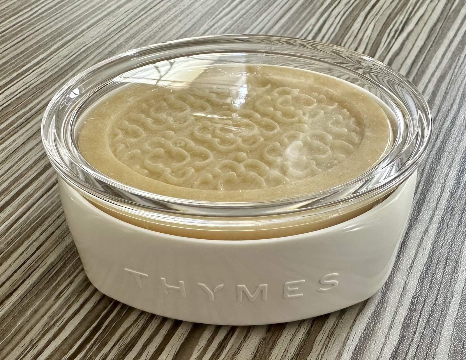 Thymes New Sealed Tiare Monoi Triple Milled Bar Soap in Covered Dish 7 oz 195g