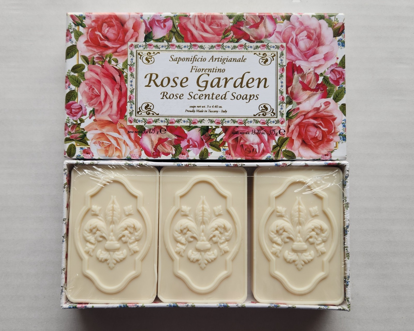 Saponificio Artigianale Fiorentino – Rose Garden Rose Scented Soaps -3 x 4.40 oz