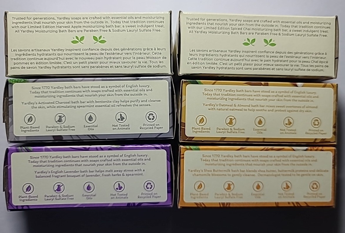 S12*BRAND NEW*6 PCs SET Yardley Bar Soaps