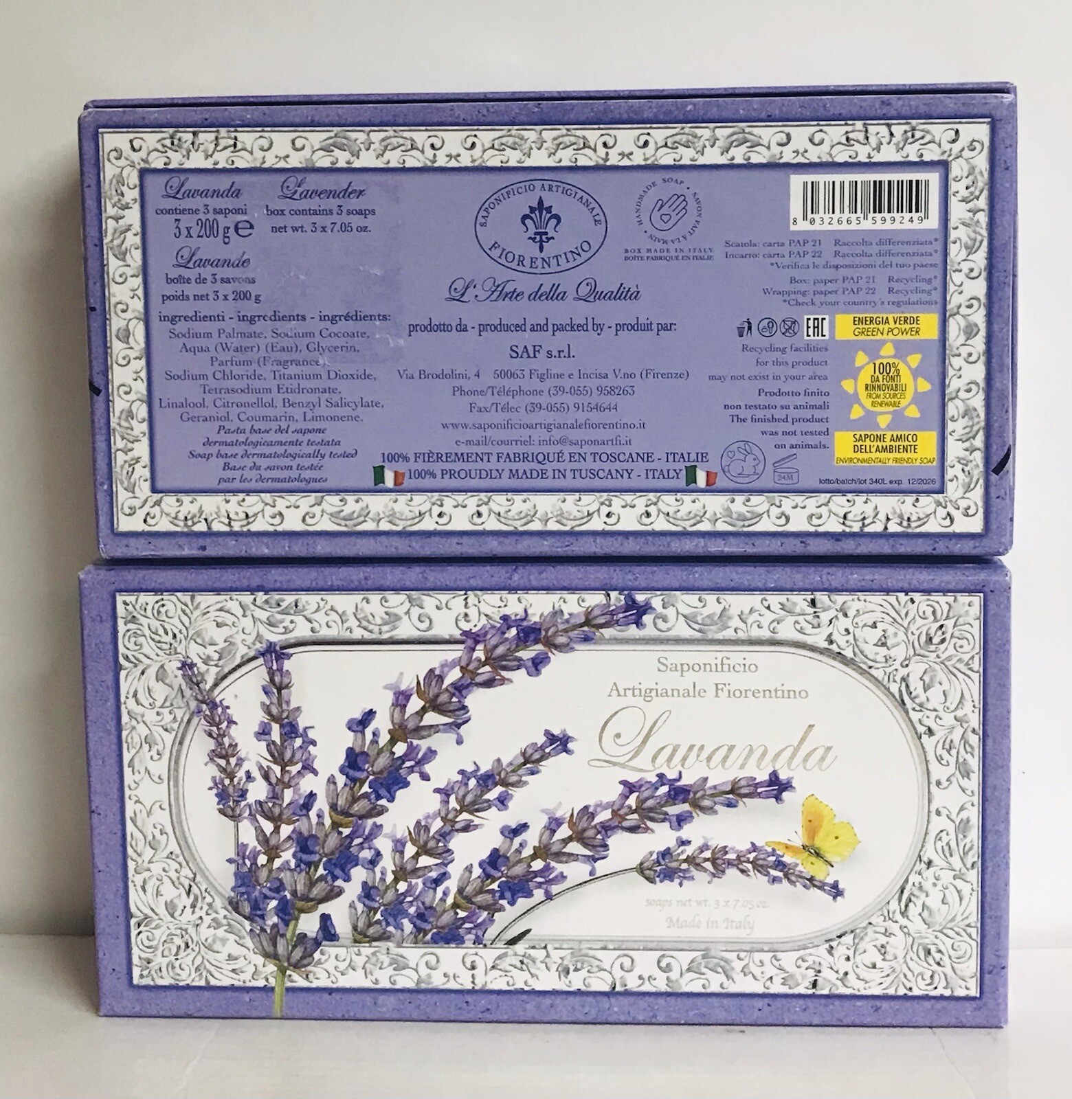 2-Pack Saponificio ~ Lavanda Bar Soap 6 Bars 7.05 oz Each