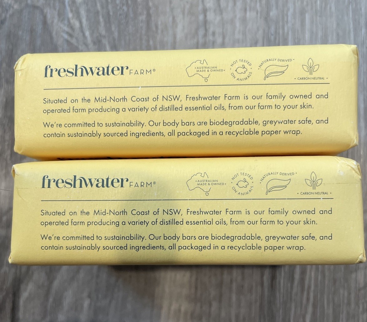 2 FreshWater Farm Australia Bar Soap Lemon Myrtle & Manuka Honey 7 oz