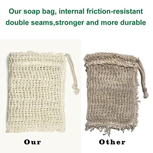 Soap Bag Natural Sisal Soap Saver, Zero Waste Plastic-free Soap Net, 5 Pack