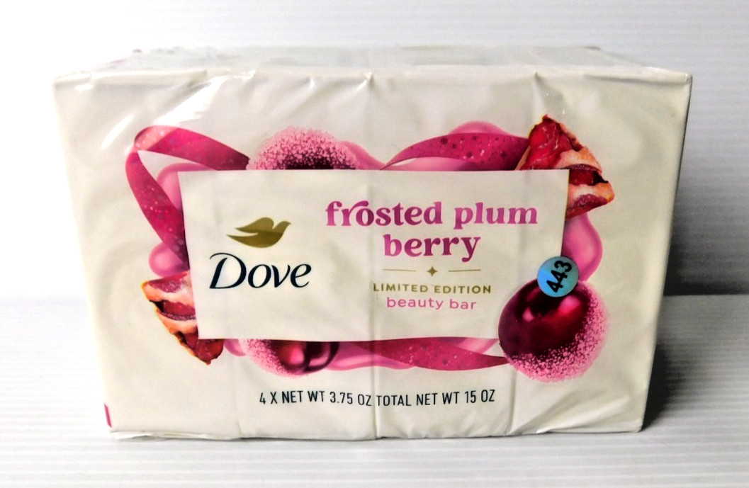 Set of (4) Dove Frosted Plum Berry Limited Edition Holiday Treats Soap Bars
