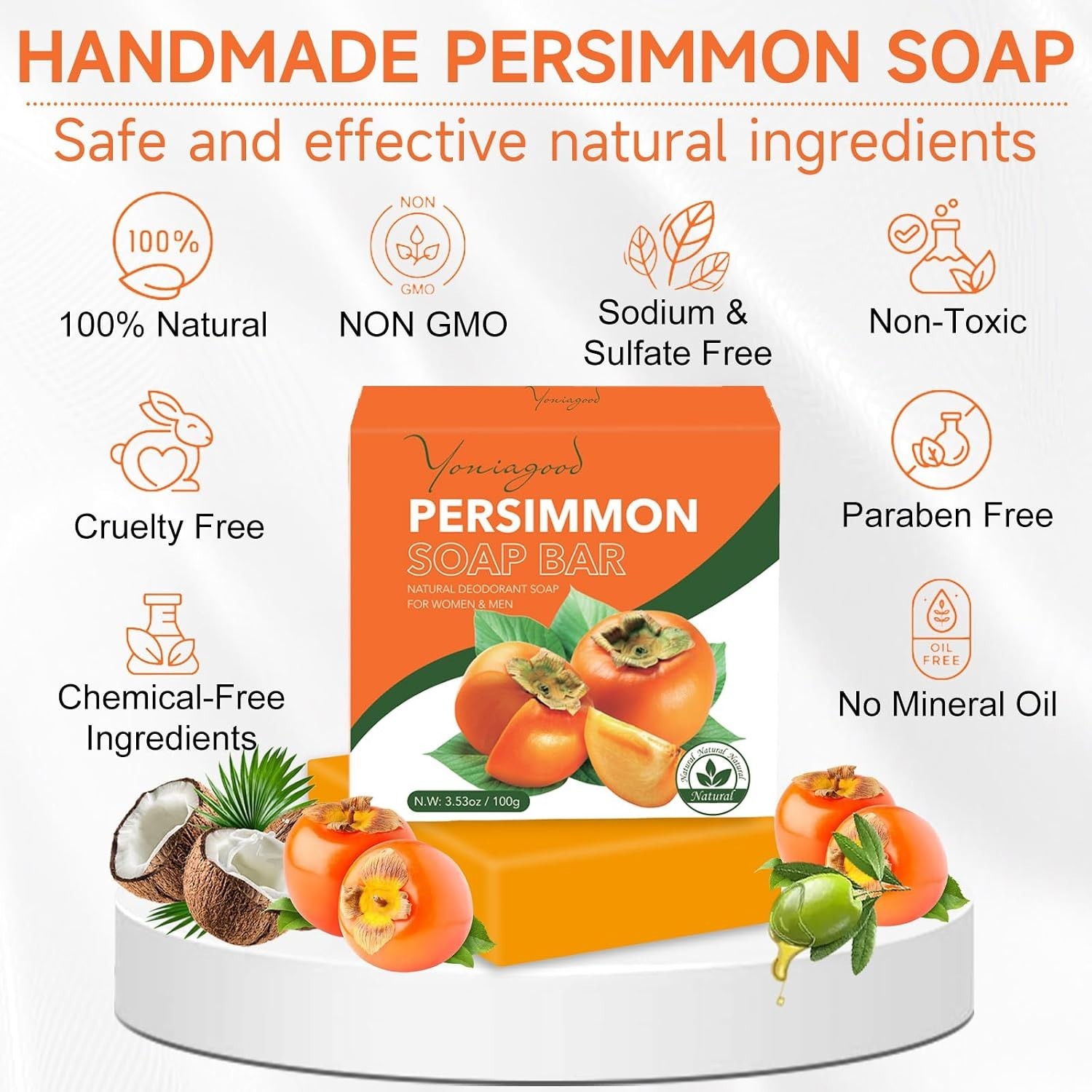 Refreshing Persimmon Body Soap Set – 3 PCS for All Skin Types & Deep Cleansing
